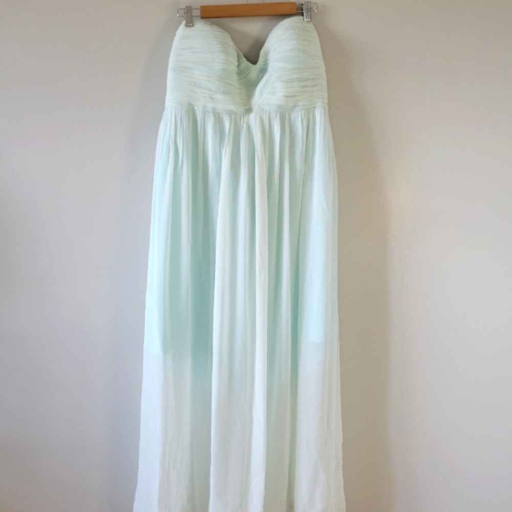 Donna Morgan Strapless Light Blue Formal Dress